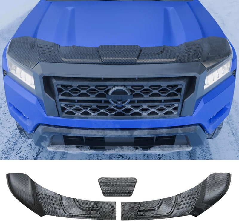 Dattumar Hood Protector Compatible with 2022-2025 2026 Nissan Frontier Hood Shield ABS Hood Deflector Hood Guard 3pcs for 2024 Frontier Accessories (Glossy Carbon) - Image 1